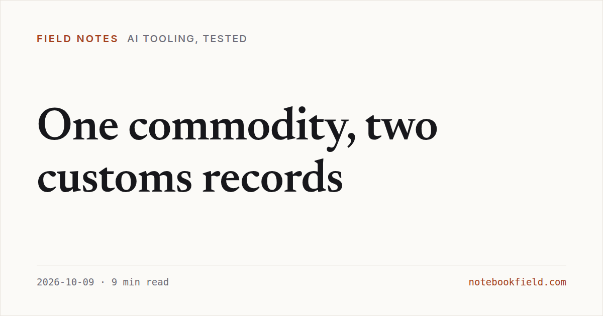 Card for “One commodity, two customs records”