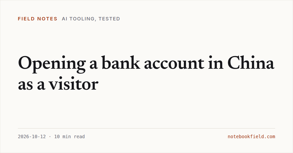 Card for “Opening a bank account in China as a visitor”