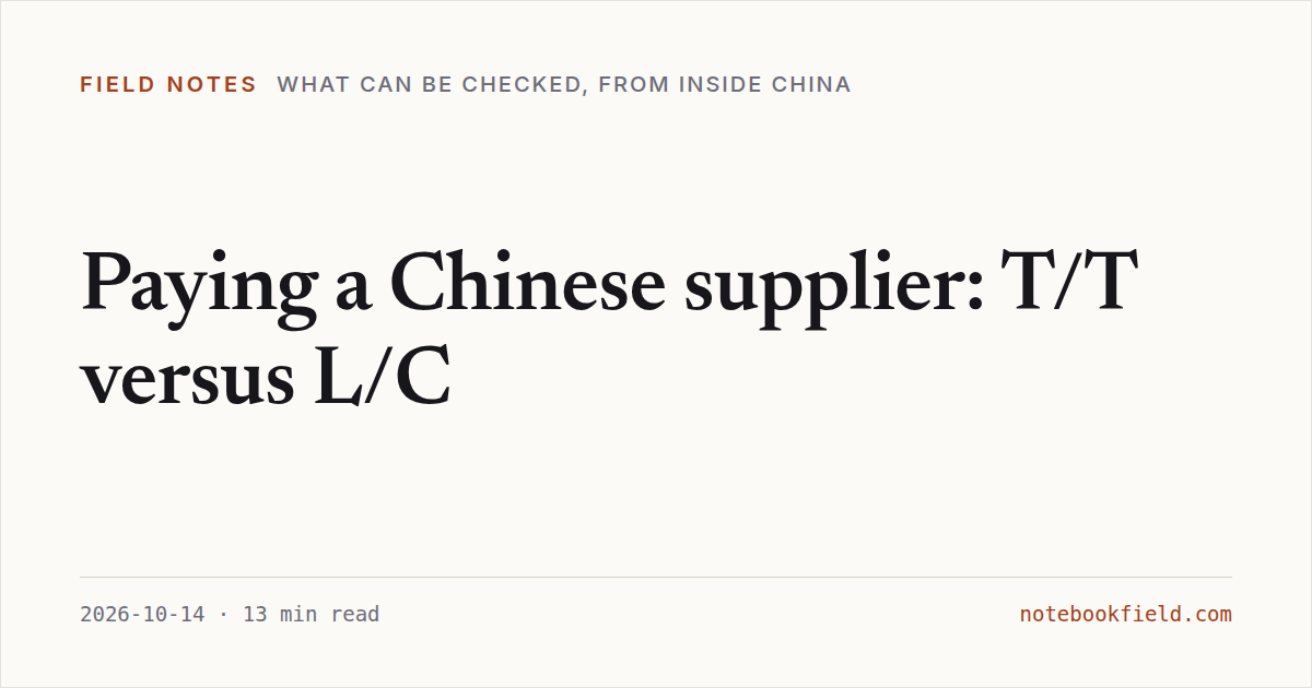 Card for “Paying a Chinese supplier: T/T versus L/C”